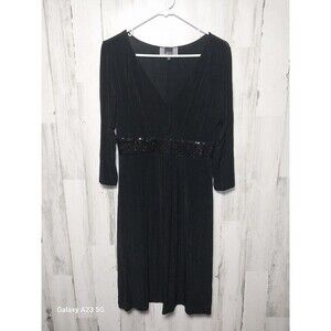 Vintage Slinky Brand Black Sequined Midi Dress